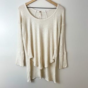 FREE PEOPLE waffle knit hi low long sleeve
